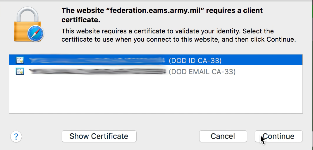 military certs for mac os sierra